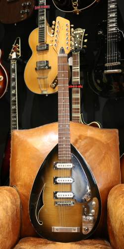 Vox Mark XII "Teardrop" 12-String Thinline 2-Tone Sunburst Flame Top Made in Italy des 1960's