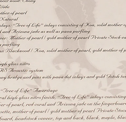 PRS Private Stock Angelus Cutaway Tree Of Life Limited Edition 1/11 de 2014