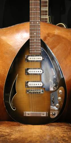 Vox Mark XII "Teardrop" 12-String Thinline 2-Tone Sunburst Flame Top Made in Italy des 1960's