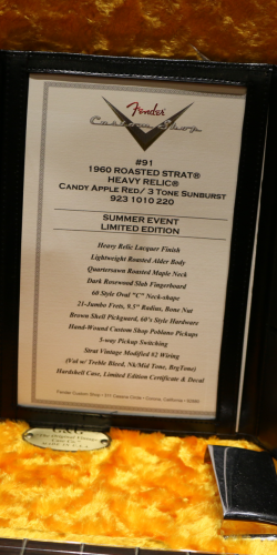 Fender Stratocaster Custom Shop 1960 Roasted Heavy Relic Limited Edition Candy Apple Red over 3 Tone Sunburst de 2018