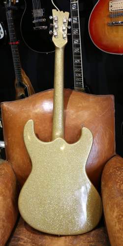 Guitare Type Mosrite série "Discoramones" Gold Sparkle Phillipe Dubreuille de 2020